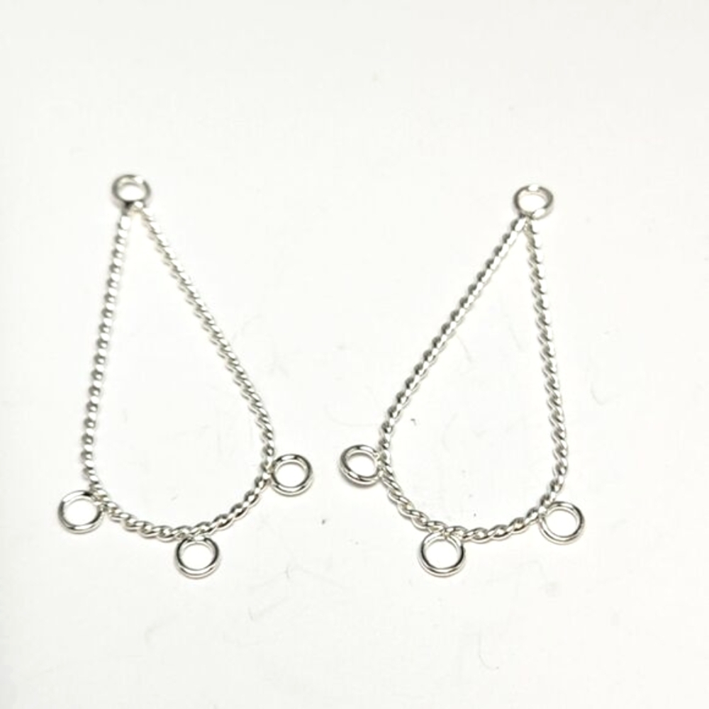 Chandelier Earring Components Twisted Teardrop Shaped 3 Drop Loops
